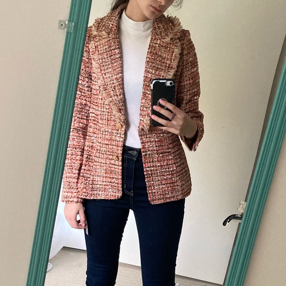 Walter Baker Jackets & Blazers - Walter Baker Lana Belmont Pink Red Tweed Blazer Jacket Size Small 🩷❤️